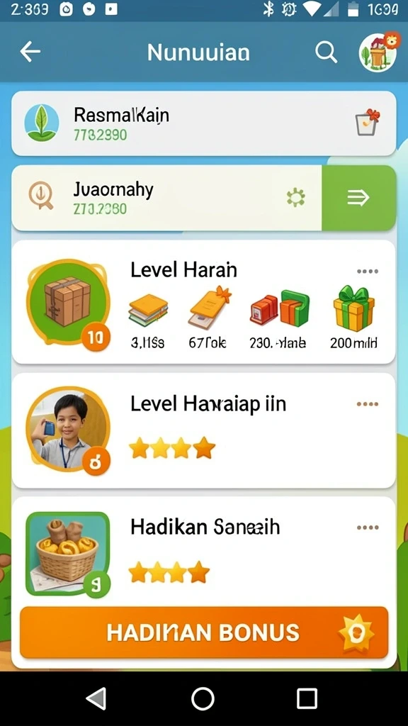 Beragam pilihan game menyenangkan di layar utama.