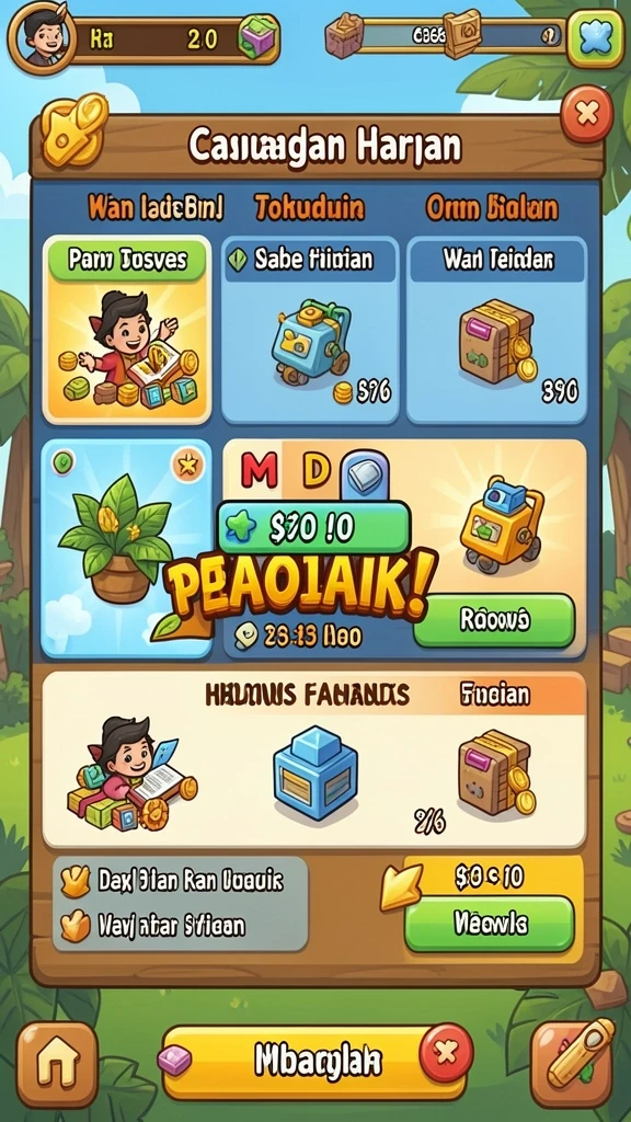 Pengaturan level yang penuh warna dan menantang.