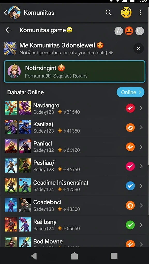 Screenshot menunjukkan interaksi sosial antar pemain dalam game.