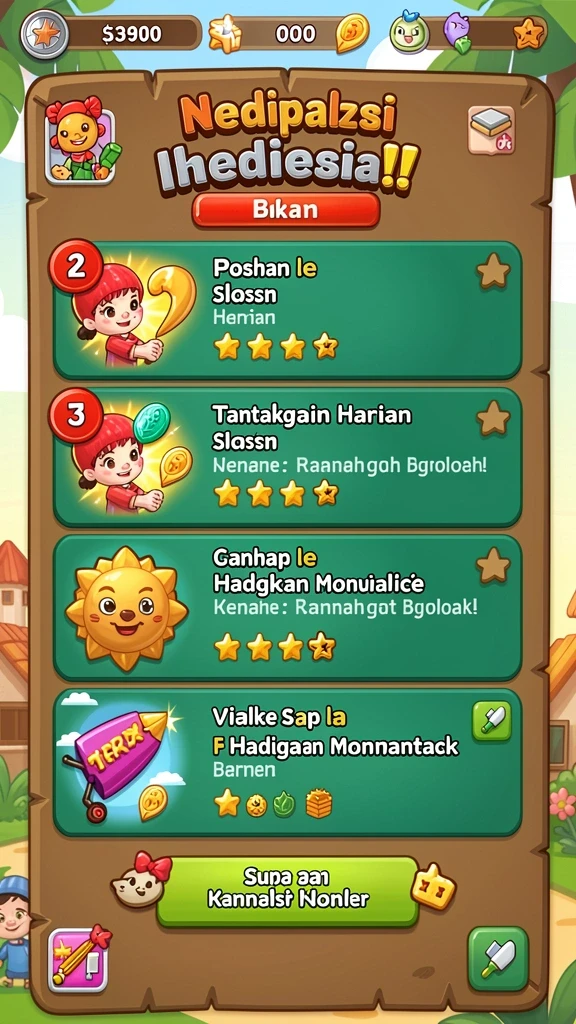 Menampilkan berbagai pilihan permainan yang tersedia